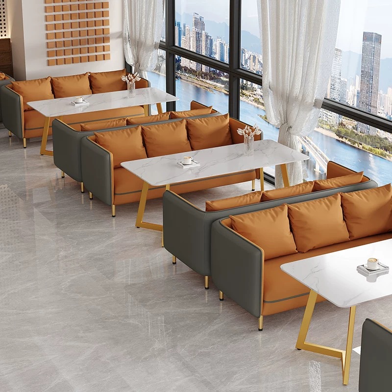 Light luxury coffee shop, milk tea shop, 4S store sofa, leisure rest area, meeting and reception commercial restaurant booth sofa set