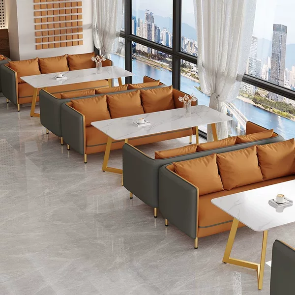 Light luxury coffee shop, milk tea shop, 4S store sofa, leisure rest area, meeting and reception commercial restaurant booth sofa set