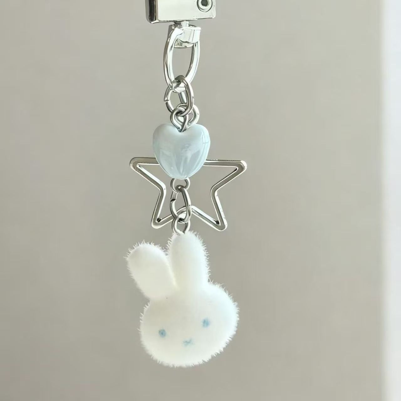 Cute flojo Miffy conejo cadena de teléfono móvil diy beaded chica bolso pericardial libro de tarjetas colgante llavero regalo amigo