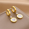 Golden earrings stainless steel, jewelry, European style, does not fade, pink gold, wholesale