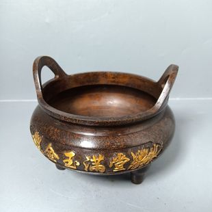 Vintage Pure Copper Brass Fortune-Attracting Incense Burner for Home Use, Offering Incense, Antique-Style Decorative Piece
