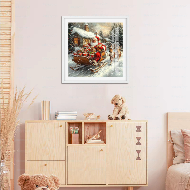 Mona Lisa Real Santa Claus regalo de bordado cruzado nuevo moderno paisaje de nieve estilo europeo hermoso bordado a mano de ensueño