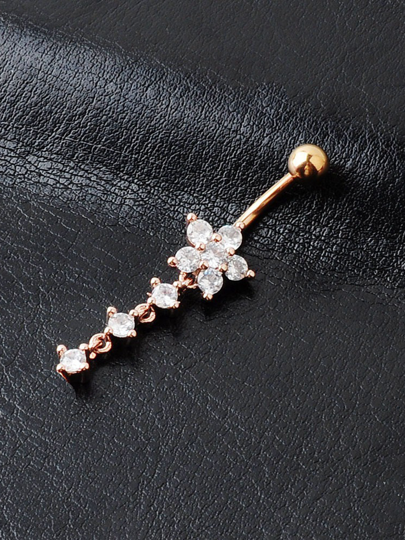 Piercing ombelico fiore di prugno con zircone in acciaio_voghion.com
