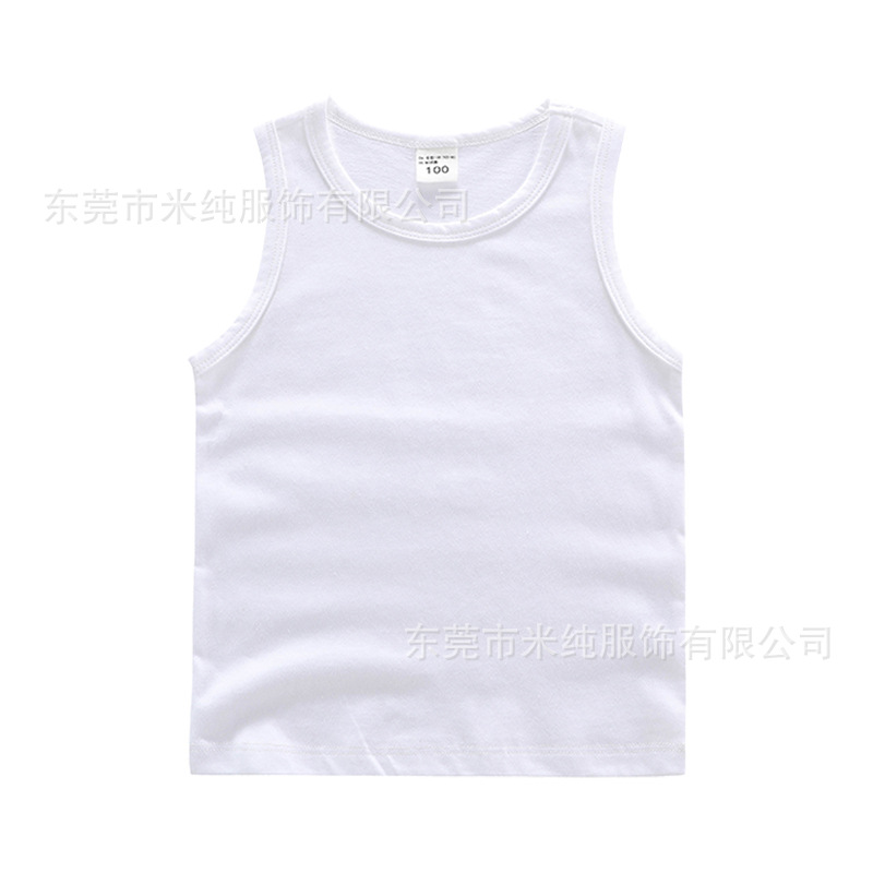 Children's Work Word Collared Top 100% Cotton Casual Base Shirt Breathable Sweat Absorbent Sleeveless Top Cross-border Supply Wholesale