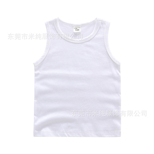 Children's Work Word Collared Top 100% Cotton Casual Base Shirt Breathable Sweat Absorbent Sleeveless Top Cross-border Supply Wholesale