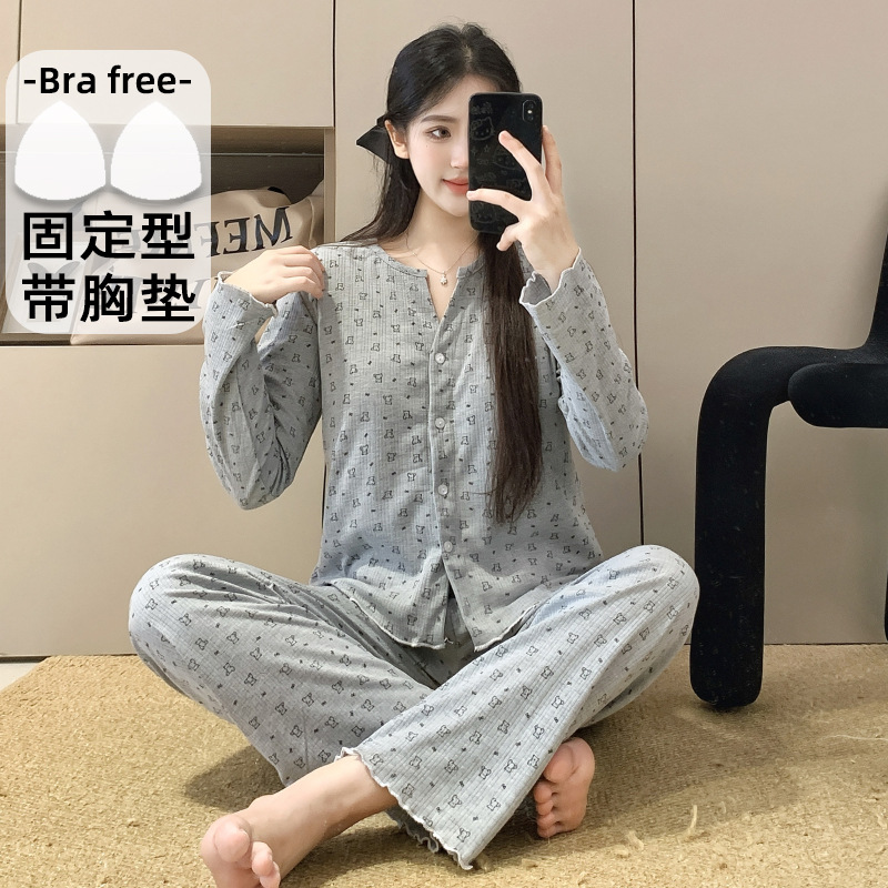 F-가슴 패드 포함 341-3 회색 곰돌이