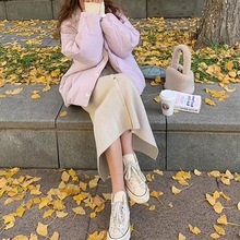 韩系穿搭紫色短款棉服女宽松版型休闲小个子2025年冬季新款外套