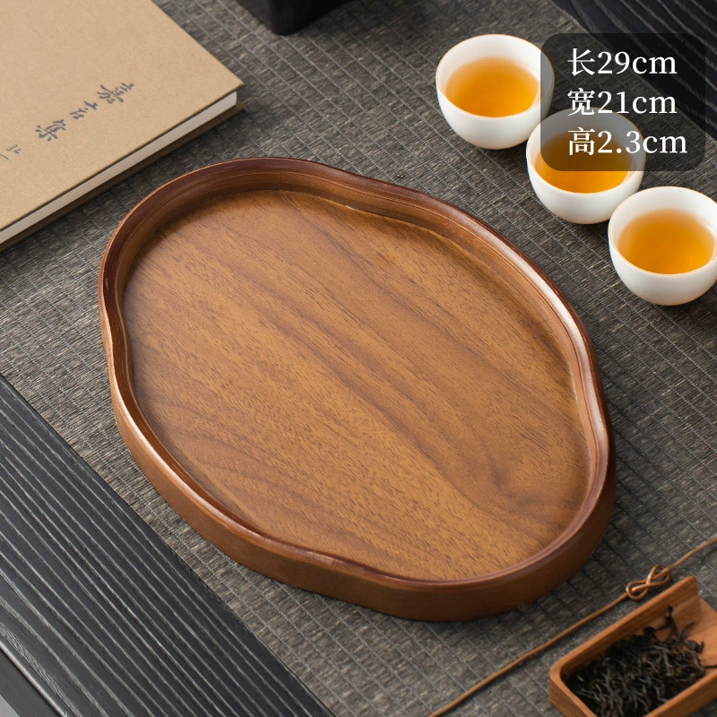 Creative Walnut Wood Serving Set: Rectangular Dinner Plate & Teacup Tray, Internet Celebrity Favorite