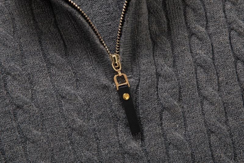 Men's Knitted Sweater With Half Zip And High Collar For Men_voghion.com