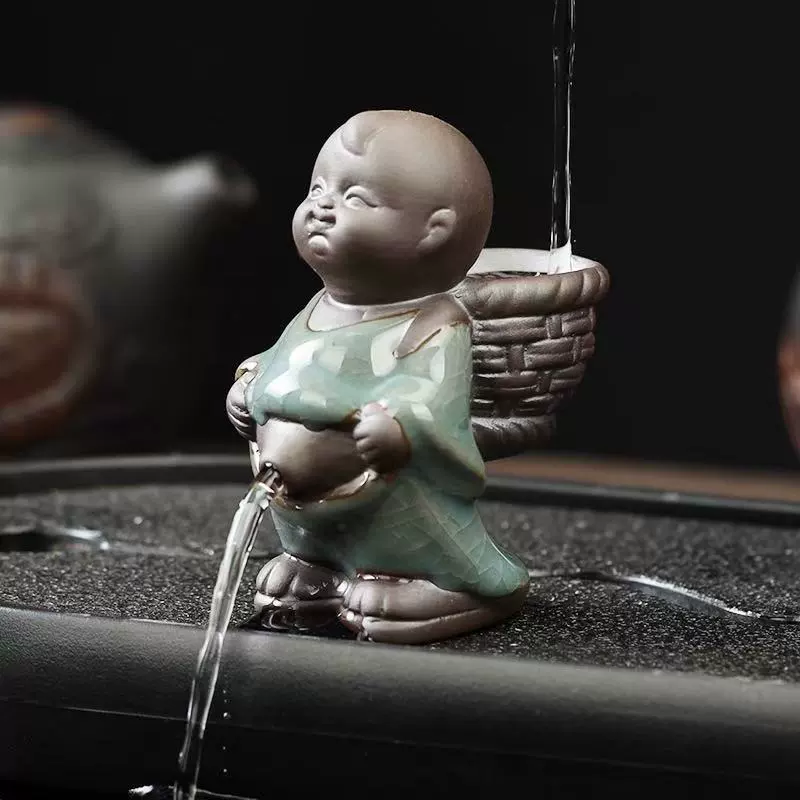 创意紫砂陶瓷可爱小沙弥摆件茶宠茶台桌面禅意小和尚盆景装饰
