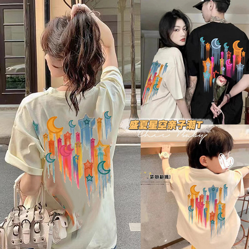 Parent-child summer clothing, short-sleeved T-shirts, whole family mother-in-law, mother-in-law and baby clothes, family of three, four, hundred-day baby photo