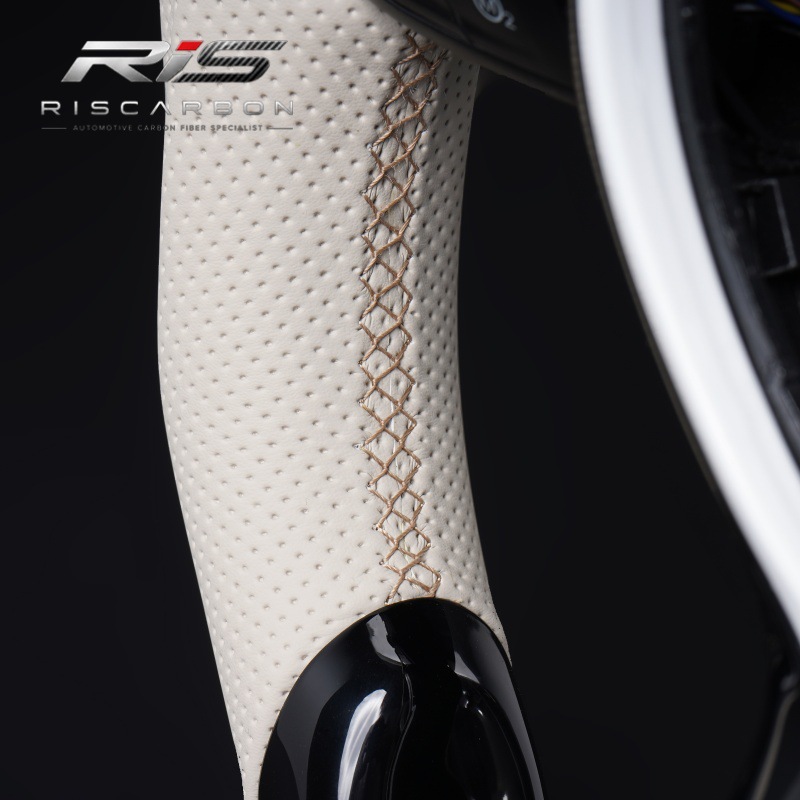 Suitable for Bmw Painted White Perforated Leather Belt Led Flat-Bottomed Steering Wheel F30F10F11F15F16F20F25