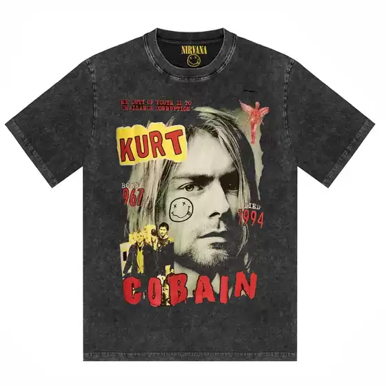 Nirvana Band Vintage Retro High-Street Washed & Waxed Printed T-Shirt