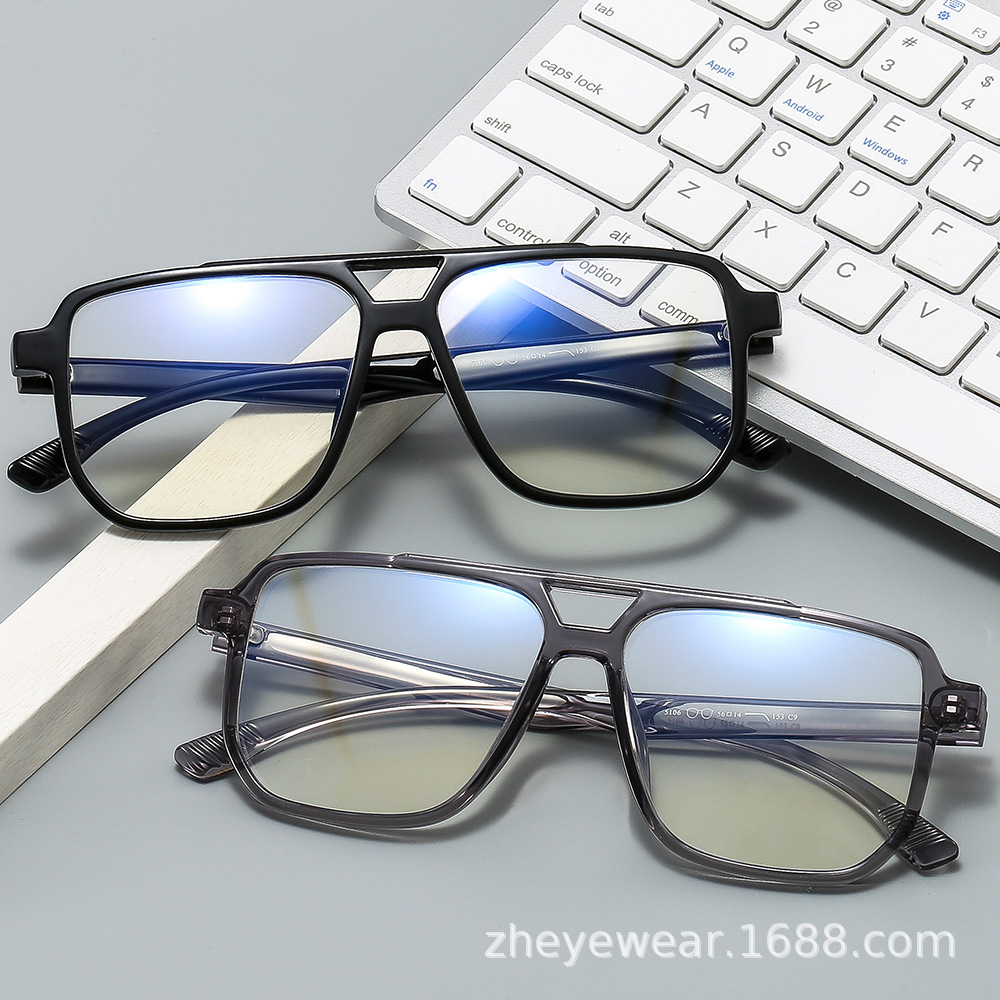 超轻TR90眼镜框架复古双梁时尚网红平光镜可配防蓝光近视工厂直销