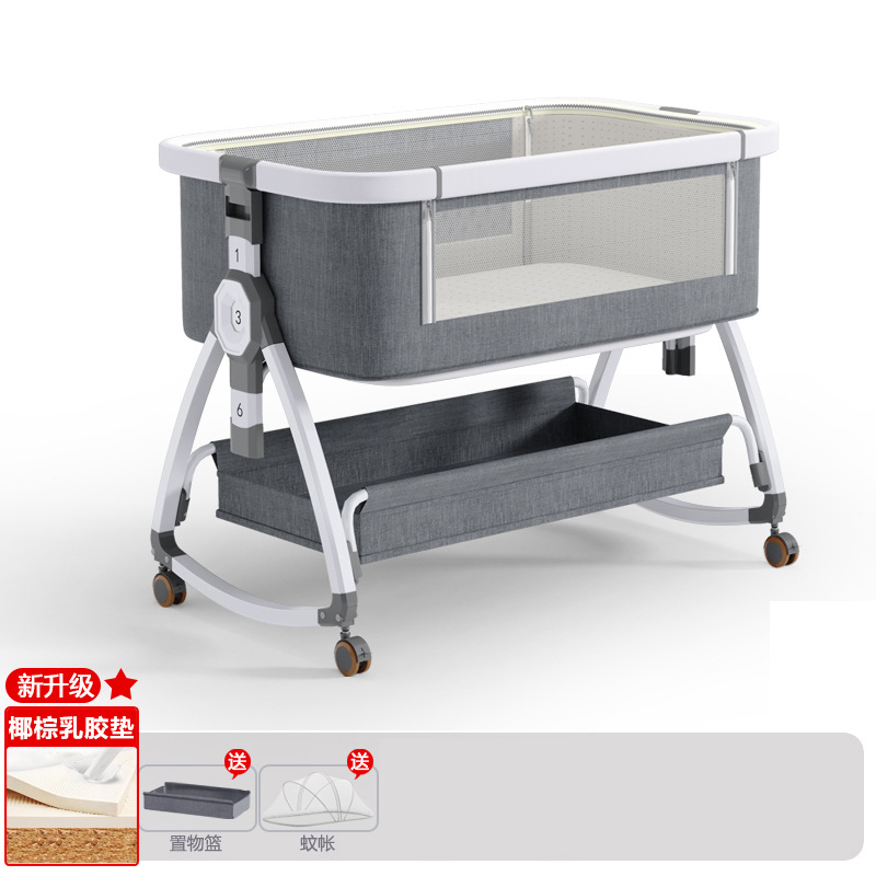 Cuna de bebé recién nacido cama costura Cama grande Baby Shaker BB cama de los niños cuna cama multifuncional móvil plegable image 40