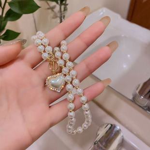 Cross-Border Mermaid Heart Ot Buckle Pearl Necklace for Women, Super Fairy, Gentle, Light Luxury, Niche High-End Collarbone Chain, Socialite Style