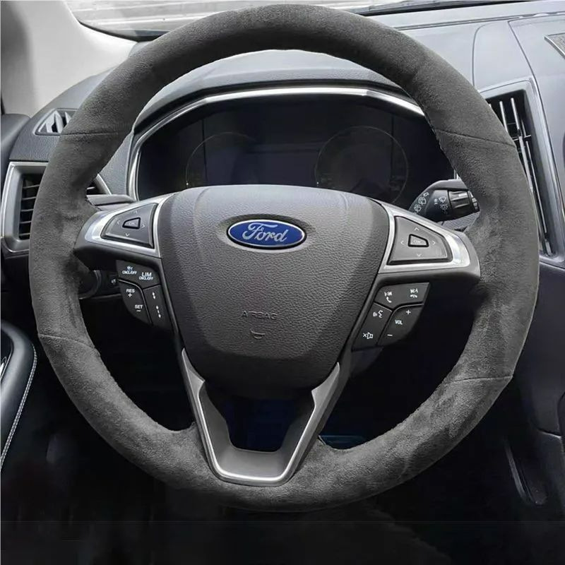 Custom-made hand-stitched steering wheel cover for Ford Mondeo, Ford Escort steering wheel cover, suede leather handle cover