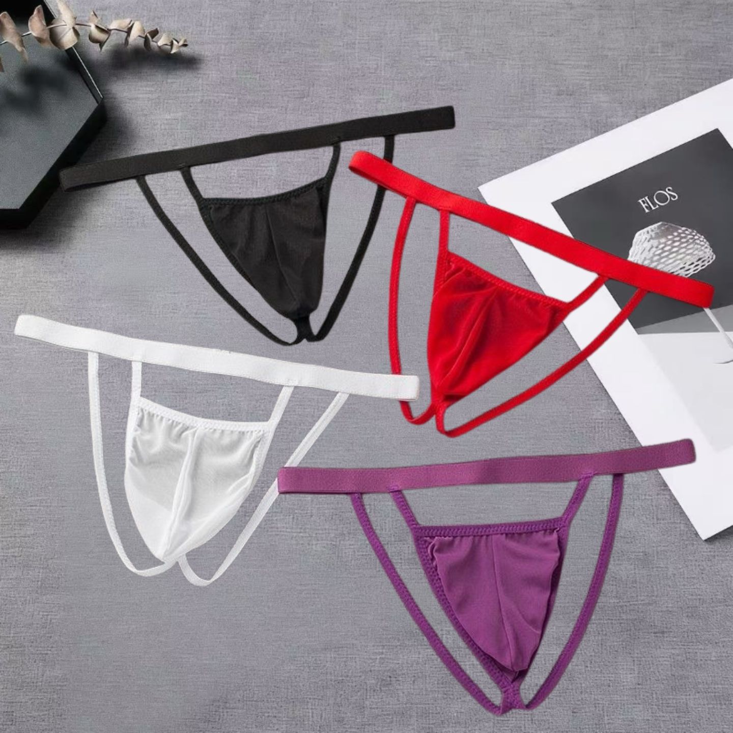 Fashionable Light Luxury Mesh Pouch Men's Sexy Underwear, Multi-Color Breathable Low-Waist Sexy Triangle Thong for Men