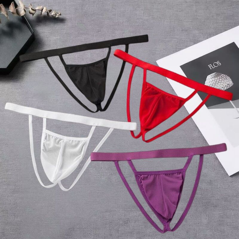 Fashionable Light Luxury Mesh Pouch Men's Sexy Underwear, Multi-Color Breathable Low-Waist Sexy Triangle Thong for Men