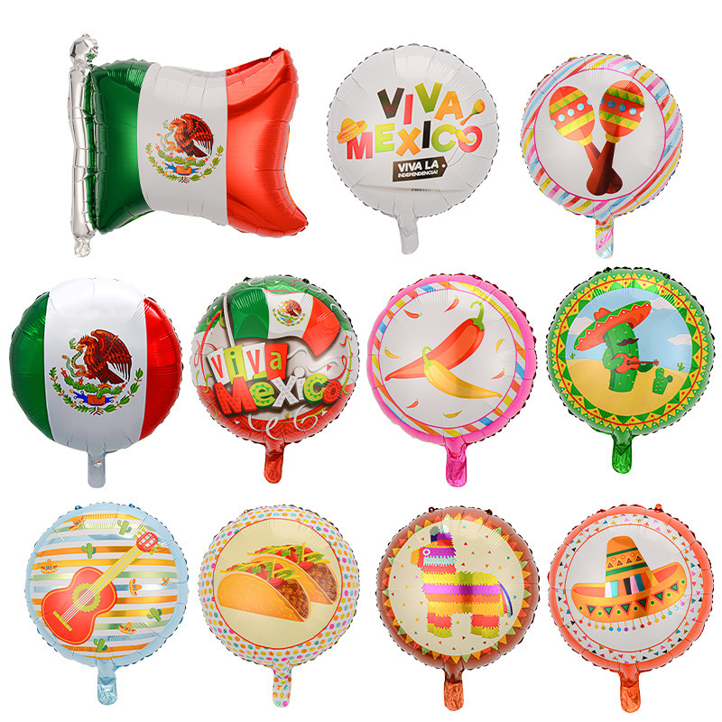 Globo de cactus transfronterizo Fiesta de carnaval Decoración Película de aluminio Burrito TACO Globo FIESTA Set