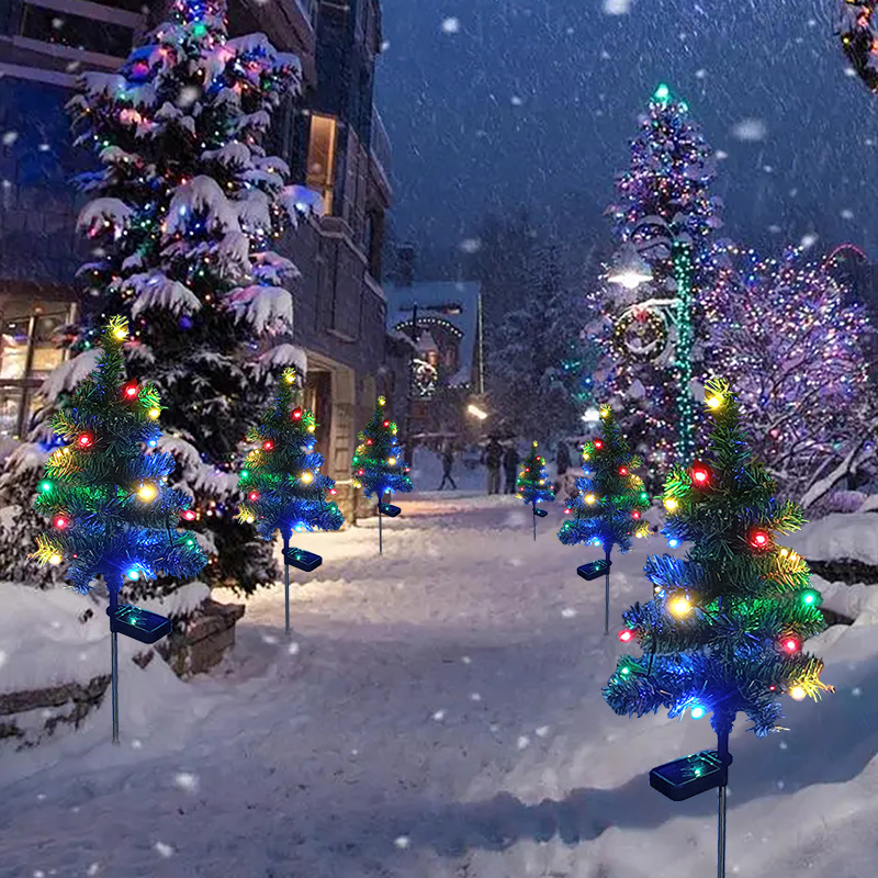 Nuevo árbol solar de Navidad LED de gran tamaño iluminado iluminación de color jardín patio al aire libre impermeable paisaje luz de atmósfera