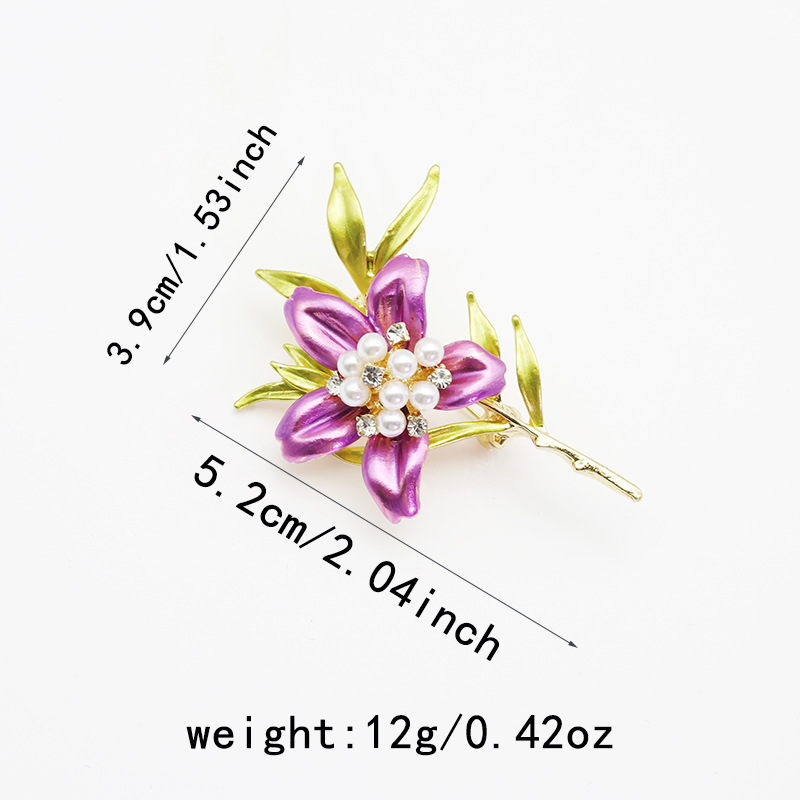 Vibrant and Colorful Enamel Lily Flower Brooch for Women, Unique Flower Pin, Suit Accessory, Gift