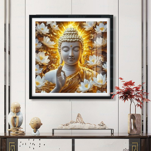 [Algodón importado] Mona Lisa Real Dorado Buda Nuevo estilo de Buda Nuevo estilo chino bordado de cruz image 1