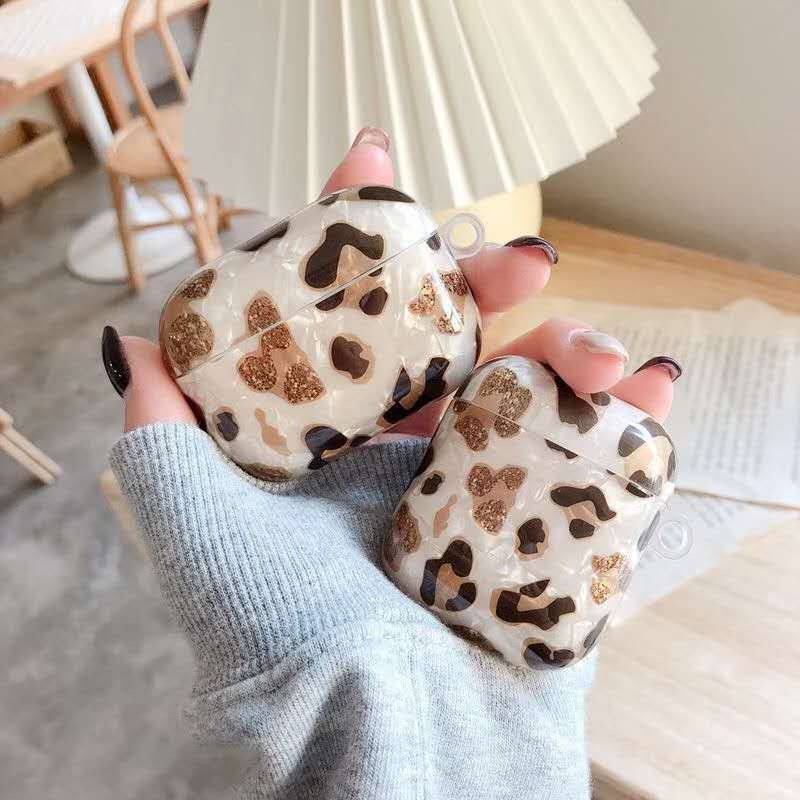 Shell Leopard Stitching Earphone Shell | Adapted To AirPods Pro 2&1/3 Generation | Online Celebrity Trend Protective Cover_voghion.com