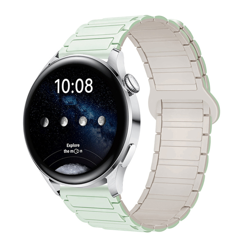 适用三星华为表带GT3/4/5荣耀watch4567二代三珠硅胶磁吸手表带|undefined