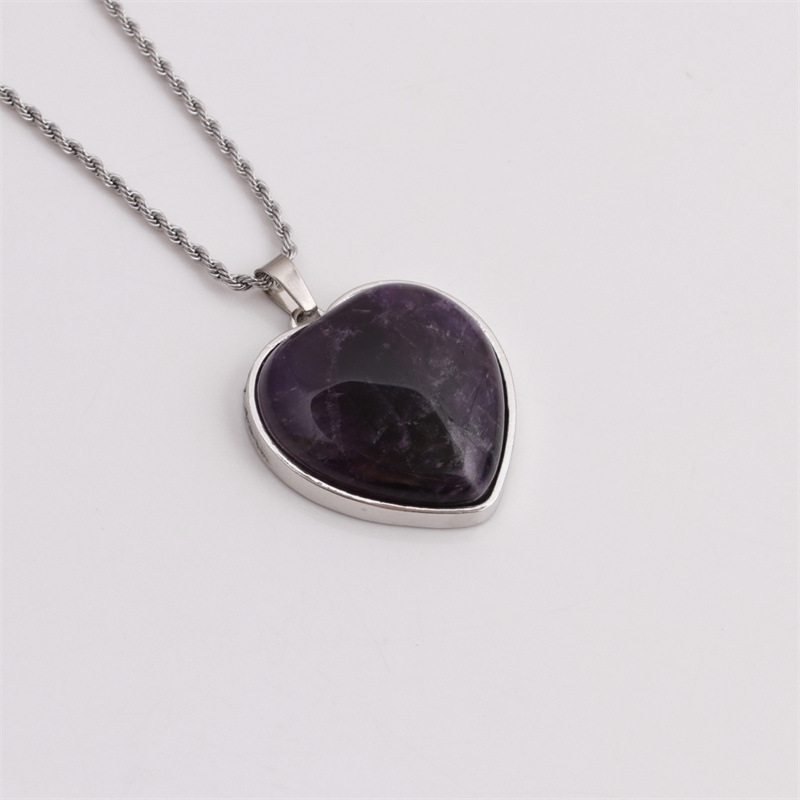 tiger eye stone heart shape pendant fashion necklace wholesale jewelry Nihaojewelry