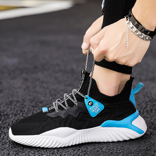 Cross-border men's shoes wholesale breathable mesh running shoes with thick soles and height increase casual shoes for men rounded head lace-up sports shoes