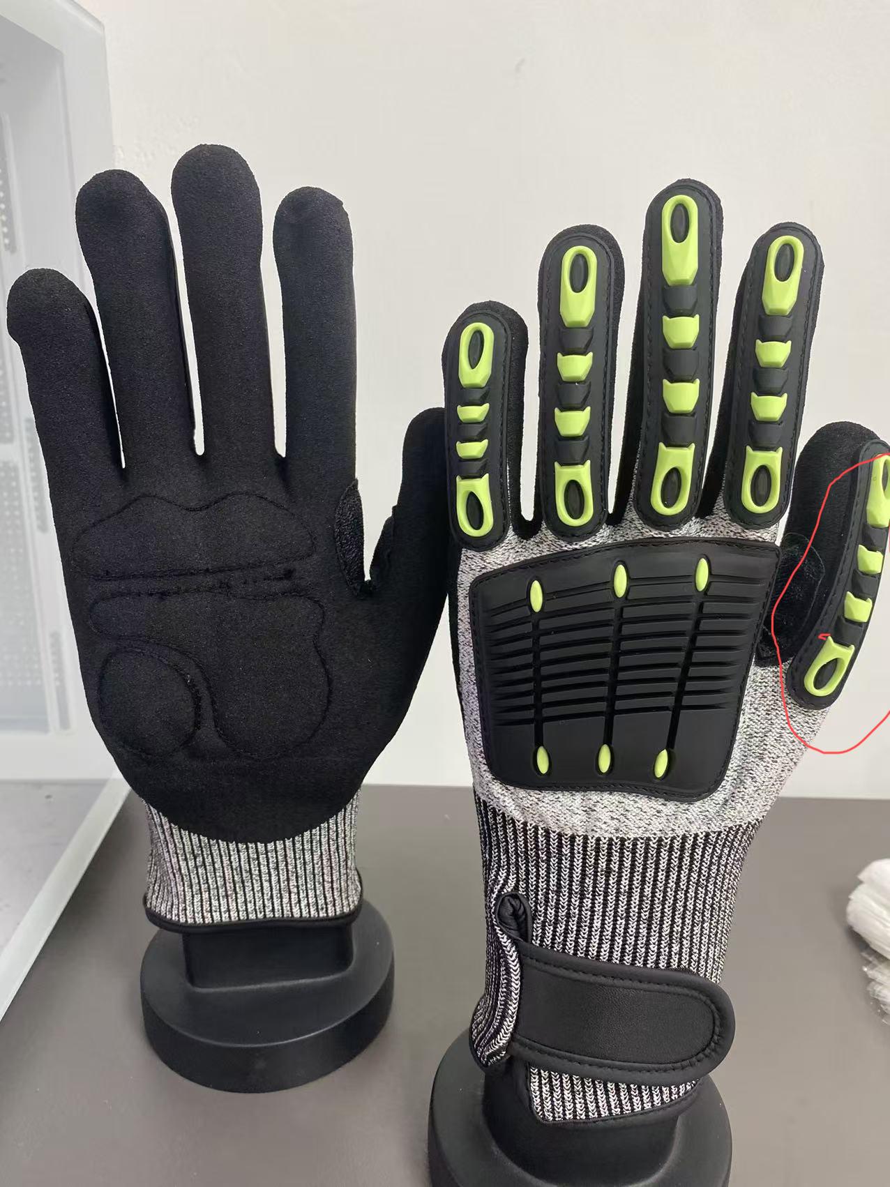 레벨 5 충돌 방지, 미끄럼 방지 및 마모 방지 컷 그레이 장갑 + 호랑이 입 강화 + 버클 + 팜 코튼 2XL