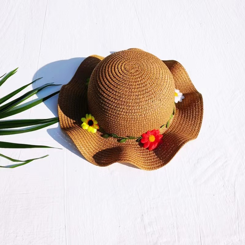 Girl'S Sweet Simple Style Flower Jacquard Straw Hat display picture 6