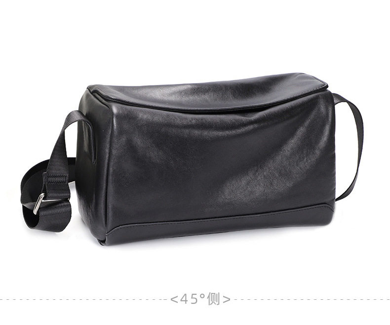 Túi đeo chéo nam da bò thuần phong cách tối giản, túi gối nhỏ 29×11×17 cm — Màu đen chi tiết 13