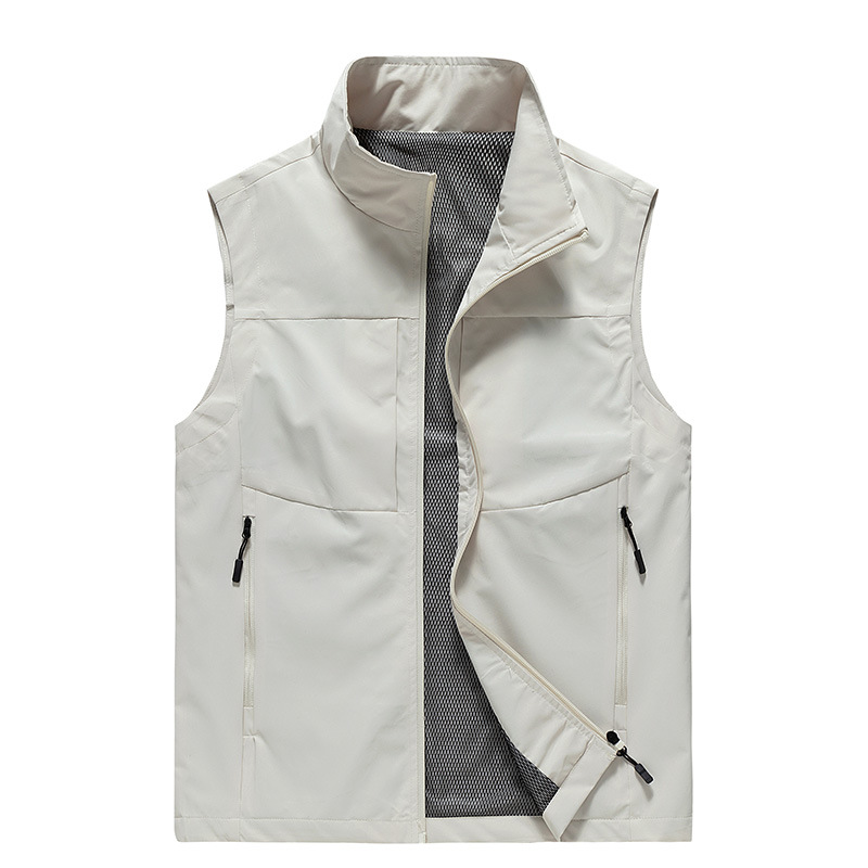 Chaleco masculino de primavera y otoño sin mangas, chaleco de bolsillo suelto, chaleco delgado, tendencia casual, hombro