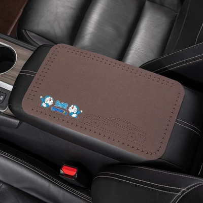 Armrest box pad — armrest box pad car center - suede-armrest-pad-go-you-ding-dang-cat-mocha-brown