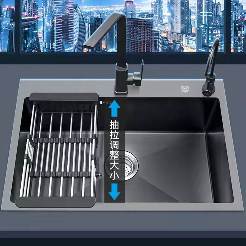 Fregadero de Cocina Nano Negro Acero Inoxidable Monocubeta