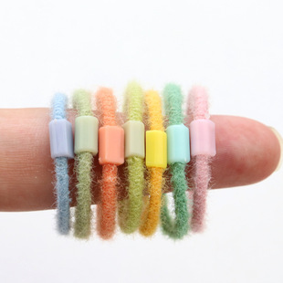 Plush small hair ring winter diy baby hair rope cute hair accessories manual sticky cartoon color small size leather ring in stock