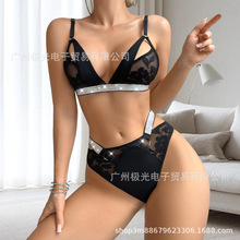 亚马逊速卖通欧美新款文胸套装无钢圈舒适性感内衣低腰透气丁字裤