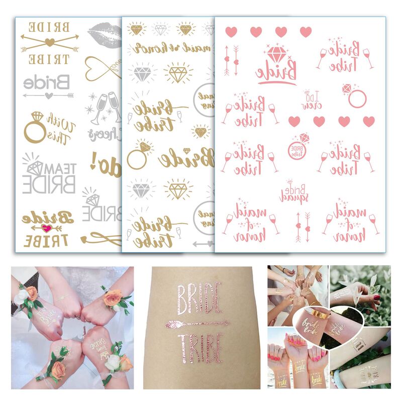 bride Bachelor Party Bronzing Tattoo Sticker European and American Wedding Rose Gold Tattoo Sticker team bride to be