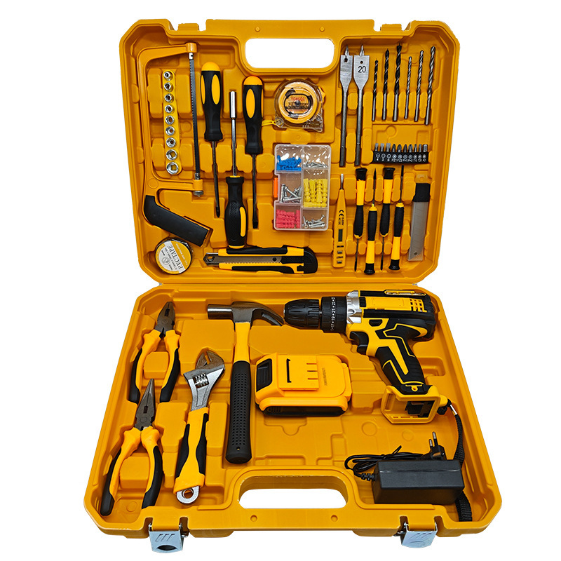 Batería de litio Taladro recargable Taladro eléctrico de litio de alta potencia Destornillador eléctrico multifuncional Taladro de pistola Juego de herramientas de batería Comercio exterior