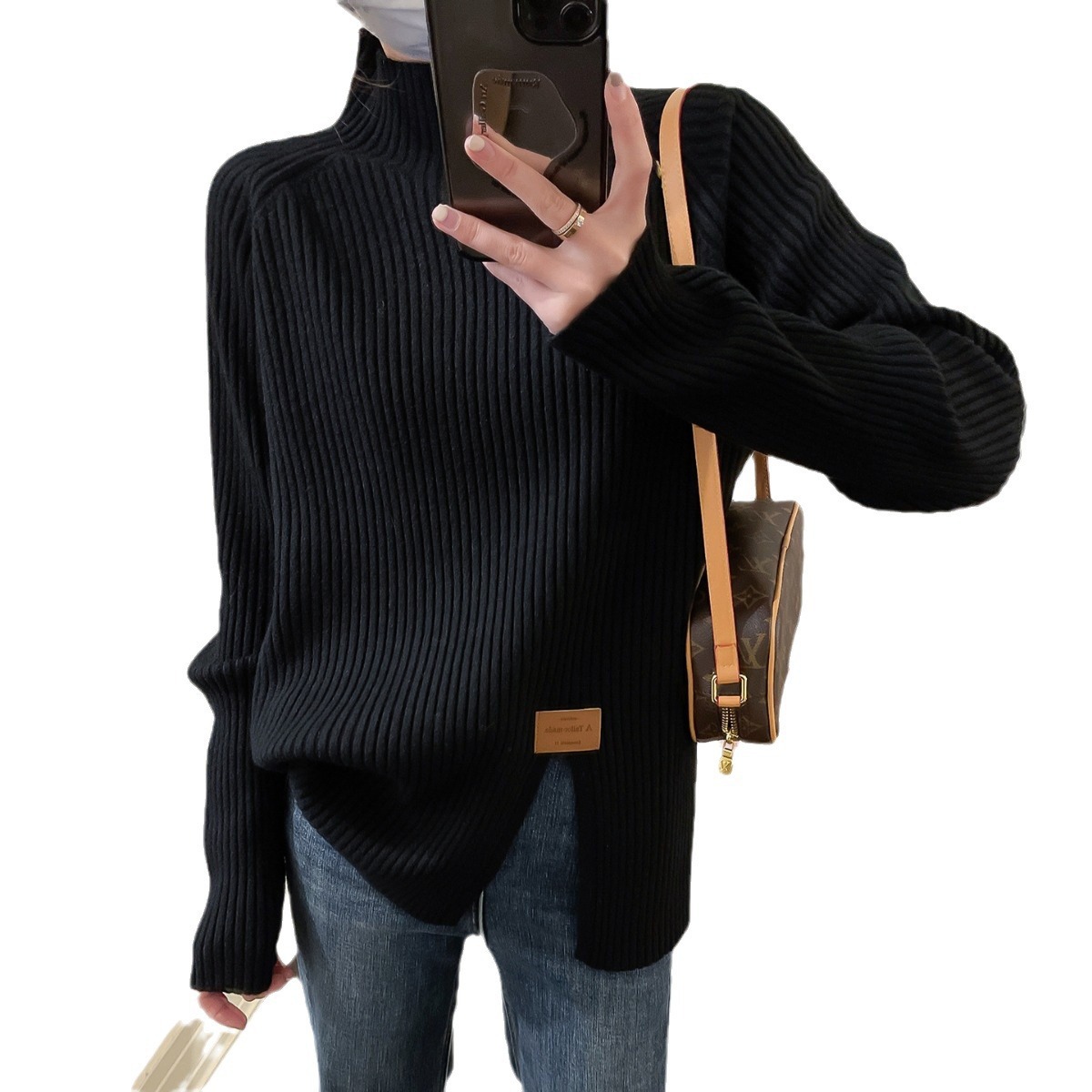 Suéter de cuello alto para mujer, estilo holgado, prenda interior de invierno
