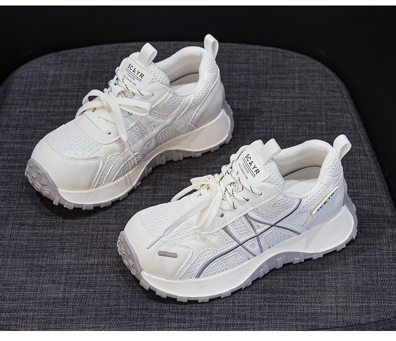Giày sneaker nữ đế dày phong cách Đức Huấn (German Trainer) mùa xuân 2026, đế bánh mì ôm eo, phối màu trẻ trung — Be 5025, Xám 5025, Vàng 5025 chi tiết 29
