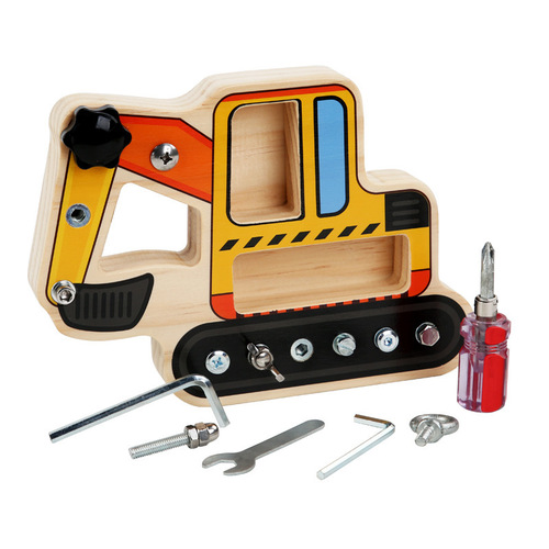 Wooden puzzle screw screwing fun disassembly and assembly transportation ship nut tool repair combination grab children's toy
