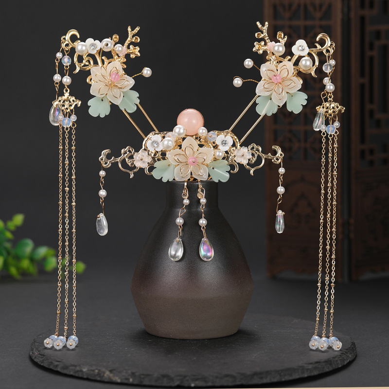 New Hanfu Headwear Tassel Full Set Antique Hairpin Chinese Style Classical Simple Hair Accessories Super Fairy Ancient Clothes Step Shake Hairpin