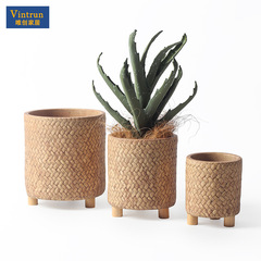 北歐風格水泥花盆簡約創意盆栽綠植綠蘿花盆圓形時尚復古風格透氣