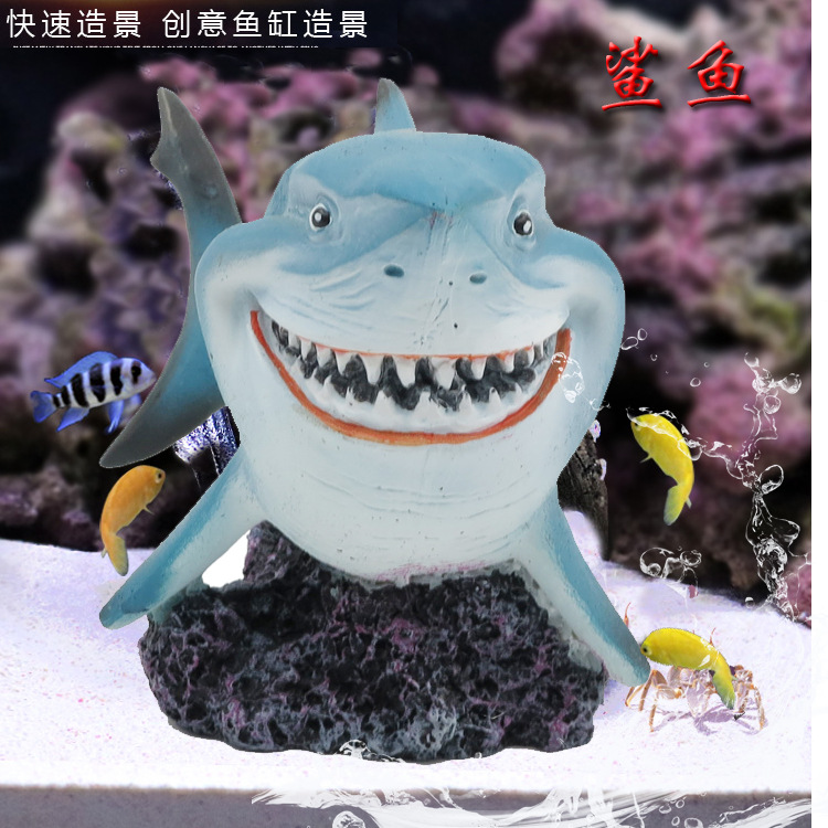 Acuario pecera paisaje decoración animal pulpo resina artesanía tiburón cocodrilo hipopótamo decoración animal