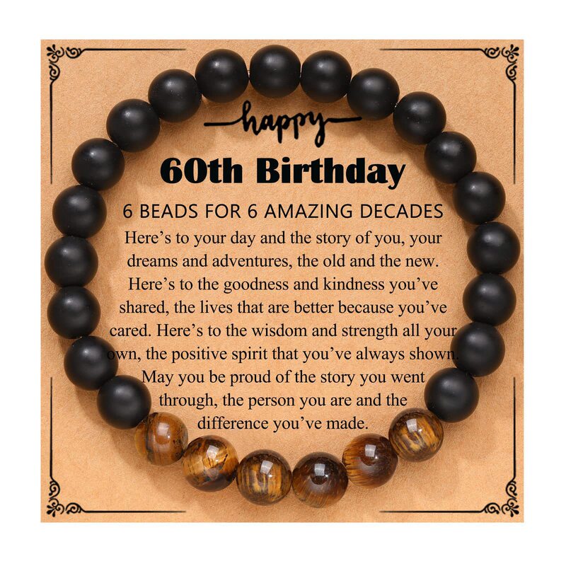 Black Frosted Birthday Bracelet 8mm Tiger Eye Stone Birthday Bracelet Single Circle Elastic Cord Tiger Eye Stone Birthday Bracelet