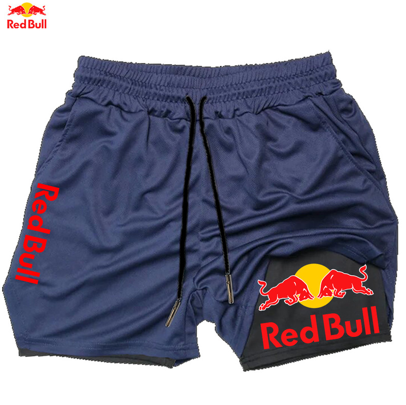 Red-Bull クロスボーダー爆発メーカー販売メンズツーインワン二層ショーツフィットネストレーニングパンツ高品質|undefined