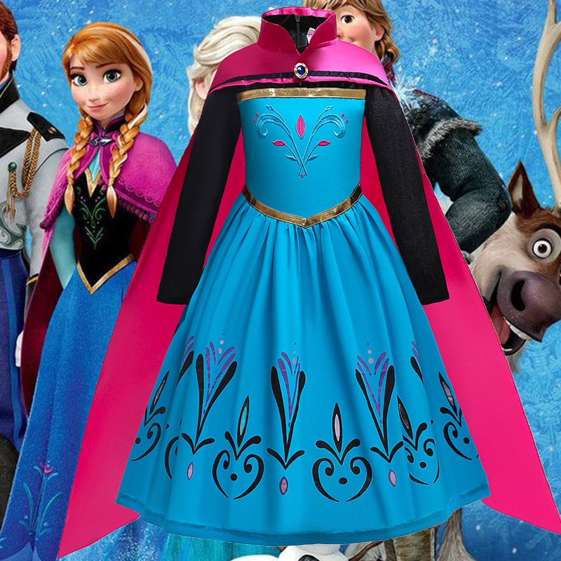 2021 Halloween Frozen Anna Princess Dress Anna Dress Girls Long-Sleeved Dress Kidsren's Clothing